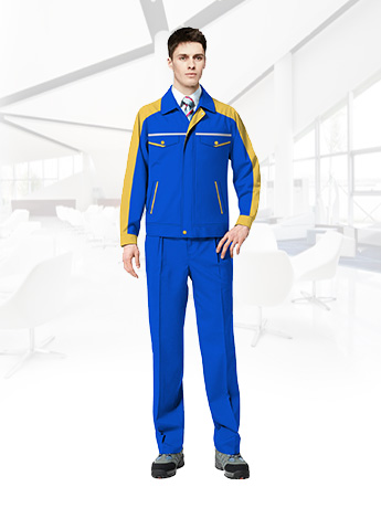 天藍(lán)色工作服男士春秋全棉耐磨工作服套裝